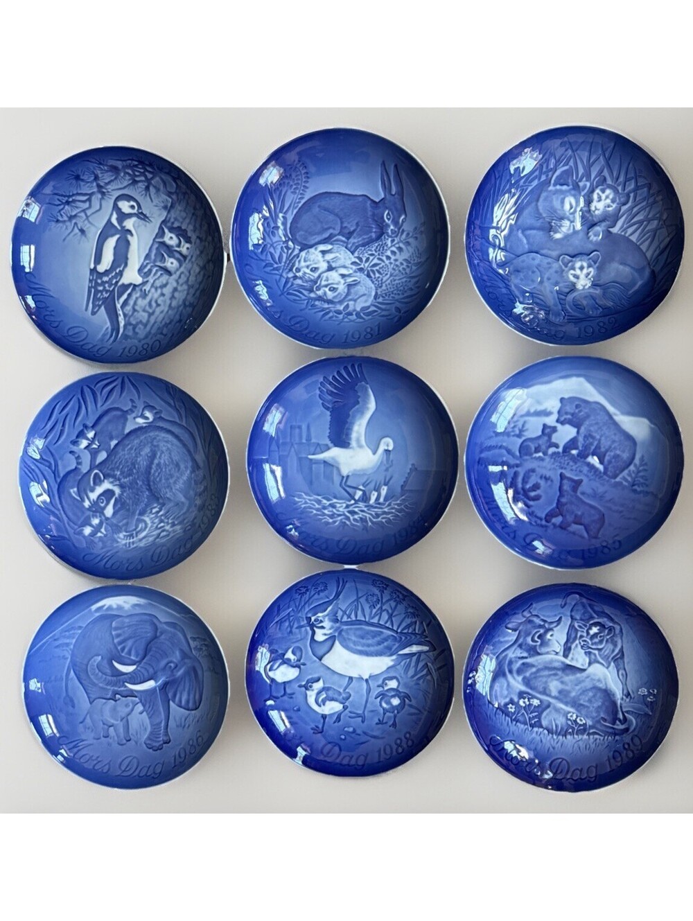 Royal Copenhagen Christmas Mothers Day Lot Mors Dag 1980-89 FULL SET W/O 1987
